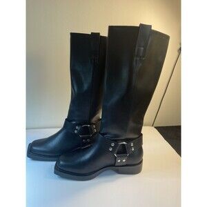 Time and Tru Women’s Faux Leather Tall Moto Harness Boots Size: 7 New with Tags
